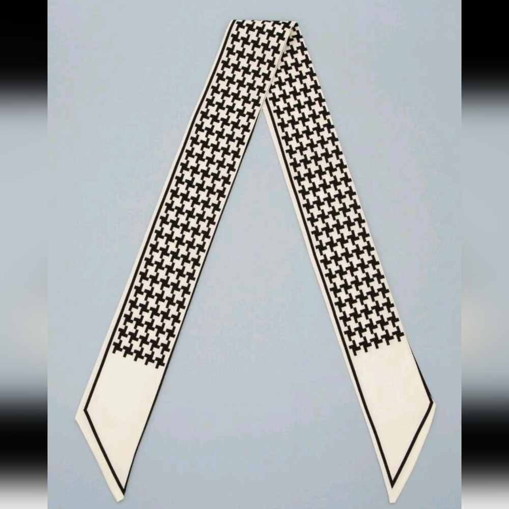 Twilly skinny houndstooth off white black bag purse scarf set of two NEW 2/$30 - Picture 11 of 11